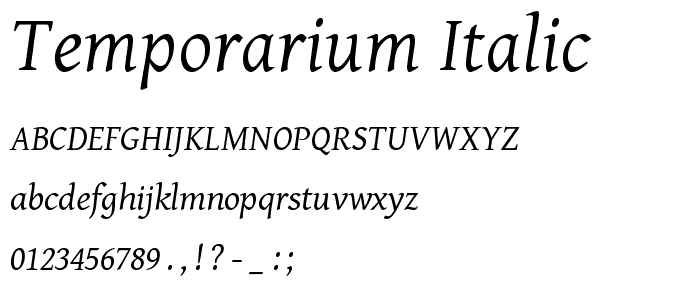 Temporarium Italic font